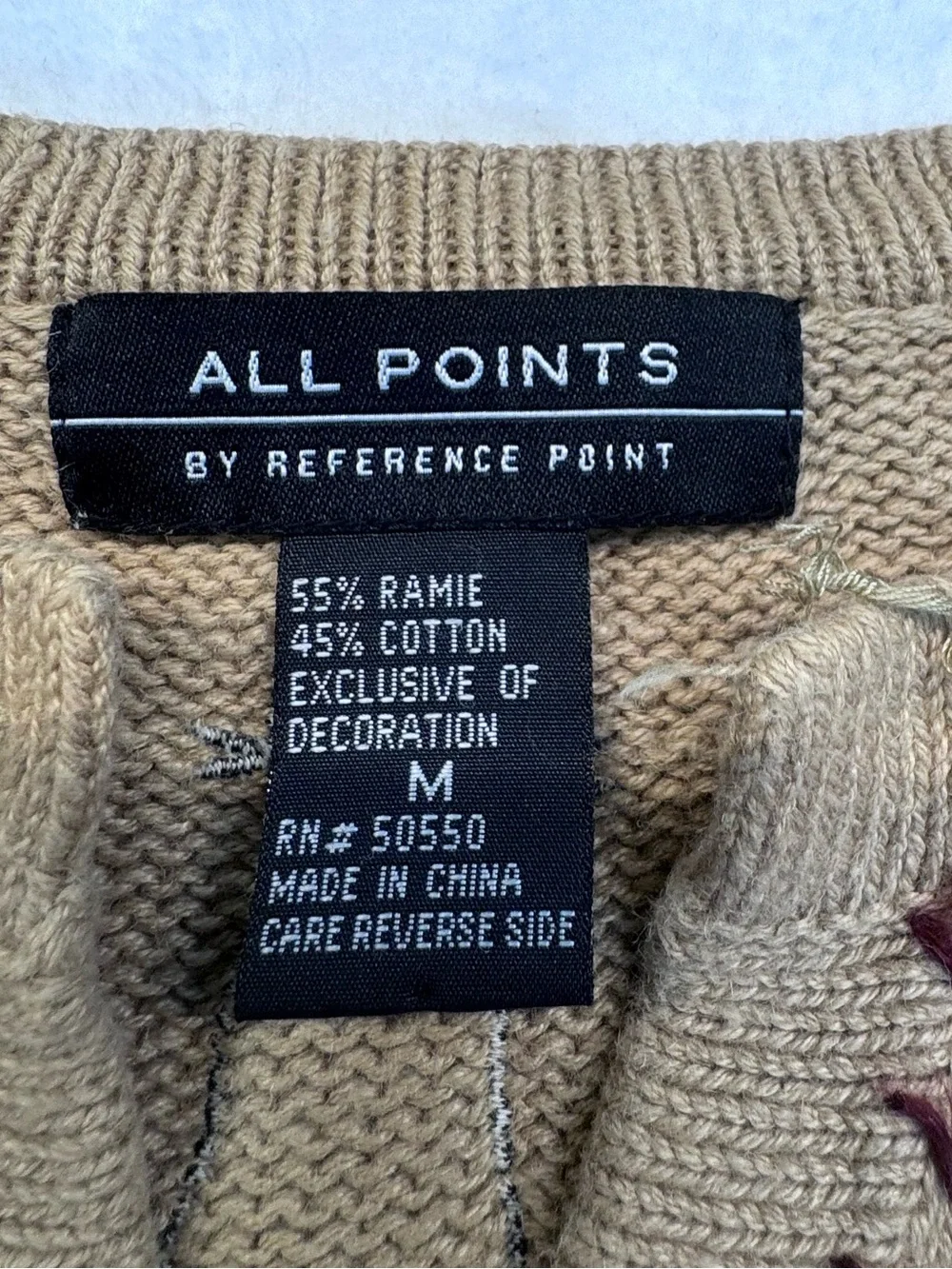Vintage All Points Cat Patchwork Cardigan Sweater Ramie Cotton M